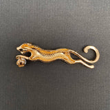 Rhinestones Inlaid Cheetah Brooch: Golden
