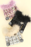 Fashionista Faux Fur Collared Cardigan Brooch Pin: White