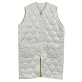 Quilted Padded Long Zipper Vest: IVY / One Size