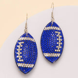 Two-Tone Rhinestone Pave Football Dangle Earrings: Brown