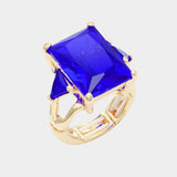 Rectangle Crystal Stretch Ring: MULTI