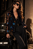 BS2502 - Velvet Polka Dot Mesh Moto Jacket : XL