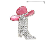 Crystal Jeweled Cowboy Boot Brooch Pin: Red