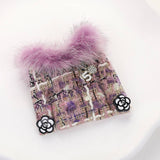 Fuzzy Fur Trim Tweed Jacket Pin Brooch
: Lavender