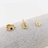 Cubic Zirconia Evil Eye Ear Studs: Silver
