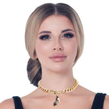 Black Boutique High Heel Necklace: Black / Gold / 18 Inches