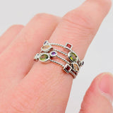 Women Copper Inlaid Colored Cubic Zirconia Ring: 8