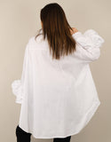 Oversized Cotton Shirt - Buttoned+Sleeves | GINA: Unique / White