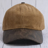 Corduroy Baseball Hat With Vegan Leather Brim: BR