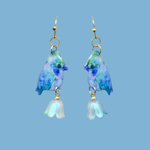 Blue Robin Earrings