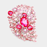 Oversize Multi Stone Floral Pin Brooch: Purple