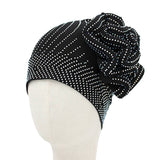 Bling Studded Flower Pointed Turban Hat: Red