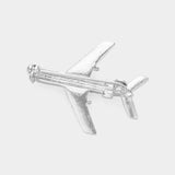 Stone Paved Airplane Pin Brooch: GOLD CLEAR