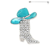 Crystal Jeweled Cowboy Boot Brooch Pin: Red
