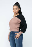 Color Block Twisted Open Back Loose Fit Cozy Sweater: Rust Combo / 1-2-2-1 (S-M-L-XL)