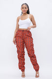 Plus Size Plaid Print Windbreaker Drawstring Jogger Pants: Red / 2-2-2 (1XL-2XL-3XL)