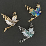 Flying Swallow Bird Enamel Brooch: C