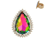 Tear Drop Gemstone Stretch Ring: Royal