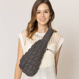 Quilted Stylish Lightweight Puffer Sling Bag: GRN / ONE SIZE
