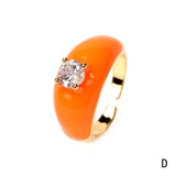 Colorful Enamel Inlaid Zircon Ring: D / Opening adjustable
