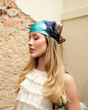 Blue Heart & Makeup Print Scarf – Playful & Chic