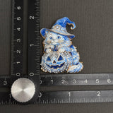 Halloween Pumpkin & Cat Witch Brooch: Orange