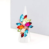 Marquise Crystal Cluster Stretch Ring: Gold Orange