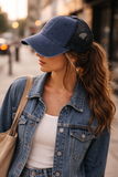 VIA FIORE Denim Baseball Cap Adjustable: Blue