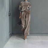 Velvet Mock Neck Wide Leg Pants Two Piece Lounge Set: Dark Green / XL