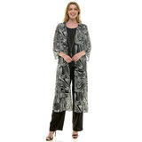 3 PC CARDIGAN STRAIGHT LEG PANT SET : BLACK/CREAM / S