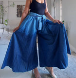Ombre Denim Wide Leg Palazzo Pant
