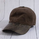 Corduroy Baseball Hat With Vegan Leather Brim: BR
