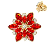 Floral Crystal Gemstone Cocktail Stretch Ring : Navy