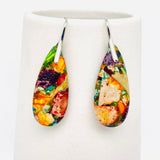 Colored Emperor Stone Geometric Agate Chakra Earrings - CS: F