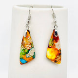 Colored Emperor Stone Geometric Agate Chakra Earrings - CS: F
