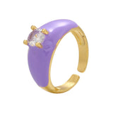 Colorful Enamel Inlaid Zircon Ring: D / Opening adjustable