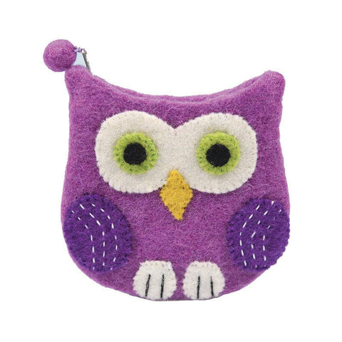 Owl Face Shaped Coin Purse: Purple