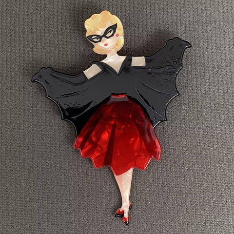 Halloween Masked Bar Woman Acrylic Brooch