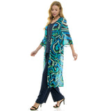 MISSY 3PC CARDIGAN TANK, PANT NECKLACE SET G109395L85: NAV/TUR/GRN / M