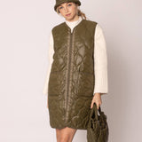Quilted Padded Long Zipper Vest: IVY / One Size
