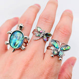 Tortoise Abalone Shell Adjustable Ring