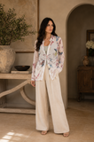 A209-F Sheer Butterfly Print Button-Front Shirt: XL