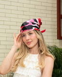 Abstract Animal Print Satin Scarf: Blue