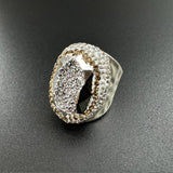 Druzy Rhinestone Alloy Rings: Gold-Gun Metal