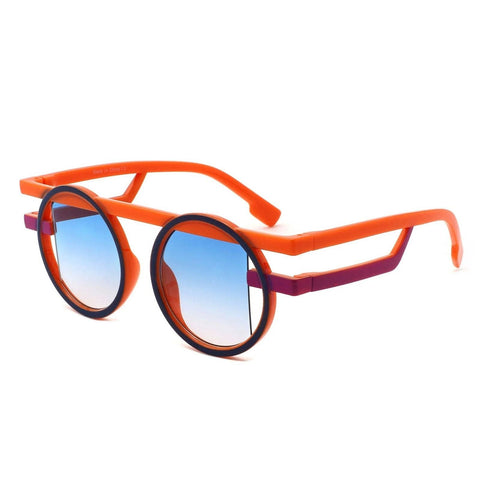 Sunglasses Orange Round Futuristic Double Frame: Orange / Multi Tone / One Size