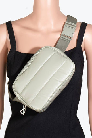 Nylon Multi Pocket Side Fanny Pack: MOSS