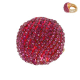Crystal Rhinestone Pave Dome Stretch Ring: Red