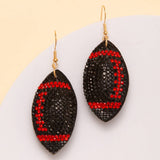 Two-Tone Rhinestone Pave Football Dangle Earrings: Brown