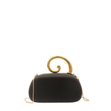 Spiral Handle Oval Evening Clutch: BK