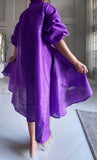 Ruffle Sleeve Swing Dress- Purple